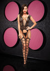 Fishnet and Lace Bodysuit with Garters