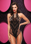 Bling Bling Fishnet Bodysuit - Black/Diamond - One Size