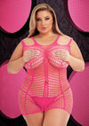 Shredded Mini Dress - Hot Pink/Pink - Plus Size/Queen