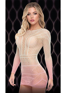  Pink Dusk Log Sleeve Mini Dress - Pink - One Size