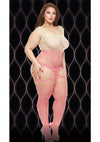 Pink Mirage Suspender Bodystocking - Pink - Queen