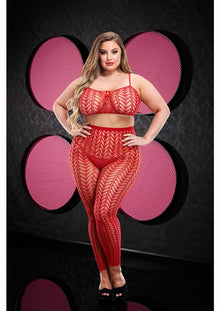  2 Piece Jacquard Crop Top and Pants Set