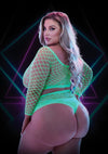 2pc Glow In The Dark Long Sleeve Crop Top and Panty - Glow In The Dark/Green - Queen - Set