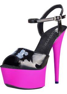  6in. Black and Pink UV Sandal with Strap - Black/Pink - Size 9