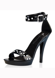  6in. Black Ankle Strap Sandal with Stud Detail - Black - Size 8