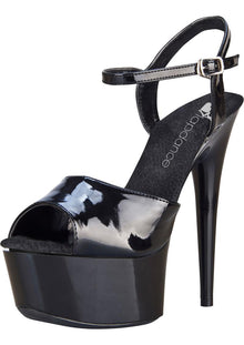  6in. Black Platform Sandal with Strap - Black - Size 9