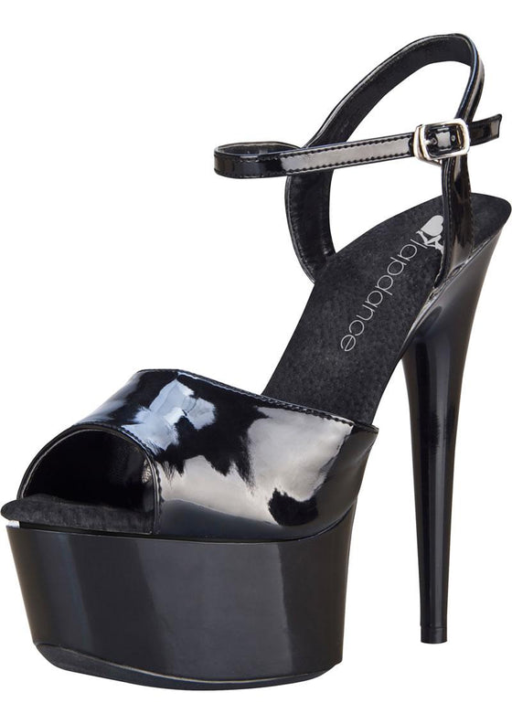 6in. Black Platform Sandal with Strap - Black - Size 9