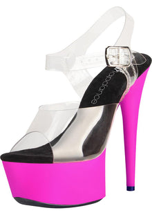  7in. Clear and Pink UV Sandal with Strap - Clear/Pink - Size 8