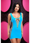 Criss-Cross Mini Dress - Blue/Neon Blue - One Size