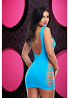 Criss-Cross Mini Dress - Blue/Neon Blue - One Size