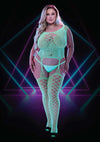 Glow In The Dark Bodystocking - Glow In The Dark/Green - Plus Size/Queen