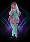 Glow In The Dark Bodystocking - Glow In The Dark/Green - Plus Size/Queen