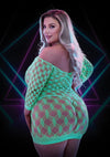 Glow In The Dark Mini Dress - Glow In The Dark/Green - Plus Size