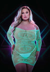 Glow In The Dark Mini Dress - Glow In The Dark/Green - Plus Size/Queen