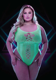  Glow In The Dark Teddy - Glow In The Dark/Green - Plus Size