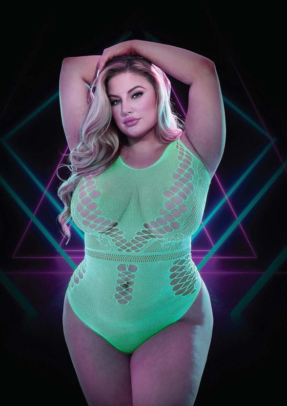 Glow In The Dark Teddy - Glow In The Dark/Green - Plus Size