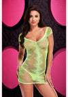 Jacquard Mini Dress - Green/Neon Green - One Size