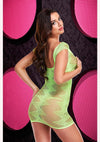 Jacquard Mini Dress - Green/Neon Green - One Size