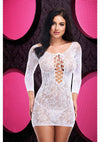 Lace Off The Shoulder Mini Dress - White - One Size