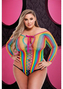  Lace-Up Rainbow Teddy - Rainbow - Queen