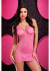 Leopard Lace Mini Dress - Animal Print/Leopard/Pink - One Size