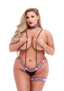  Millionaire Logo Elastic Slingshot - Black/Pink - Queen
