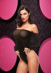 Off The Shoulder Sparkle Teddy - Black/Diamond - One Size