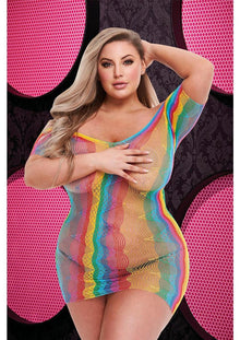  Rainbow Jacquard Mini Dress - Rainbow - Queen