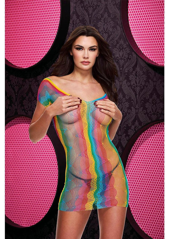Rainbow Jacquard Mini Dress - Rainbow - One Size