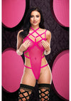Sexy Strappy Caged Teddy - Pink - One Size
